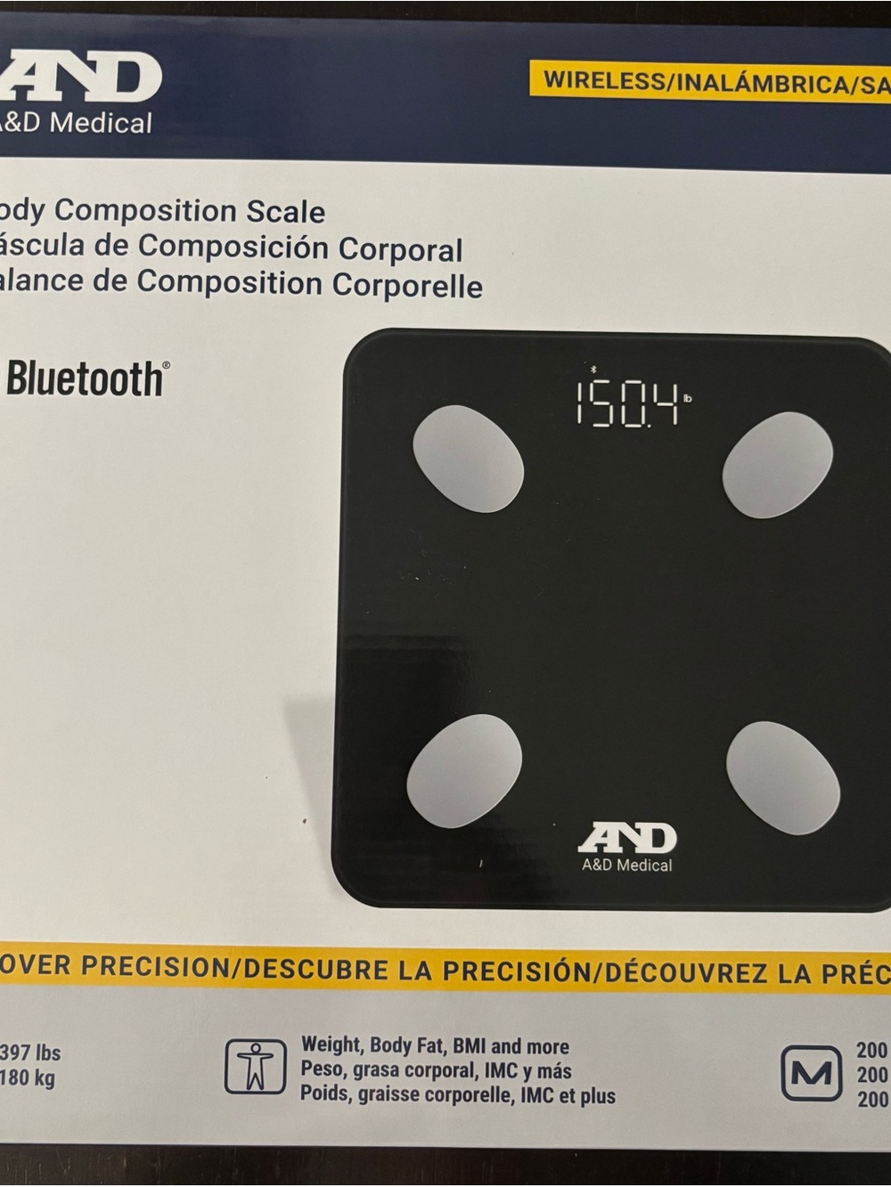 AND Black Body Composition Bluetooth Scale